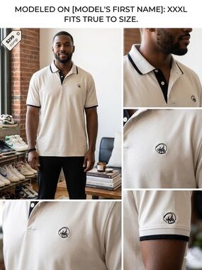 Russell Simmons Limited Edition Silk Blend Polo Shirt - Cream/Black - XXXL